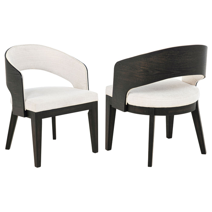 Leandro Upholstered Dining Arm Chair Cream (Set of 2)