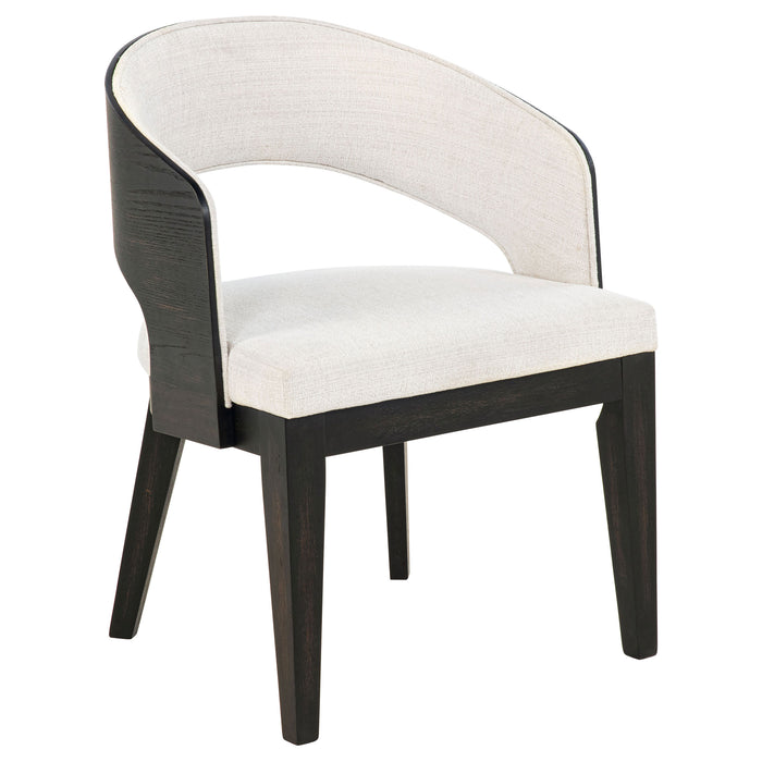 Leandro Upholstered Dining Arm Chair Cream (Set of 2)