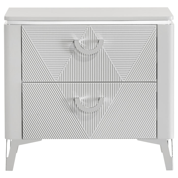 Cassia 2-drawer Nightstand Bedside Table White High Gloss