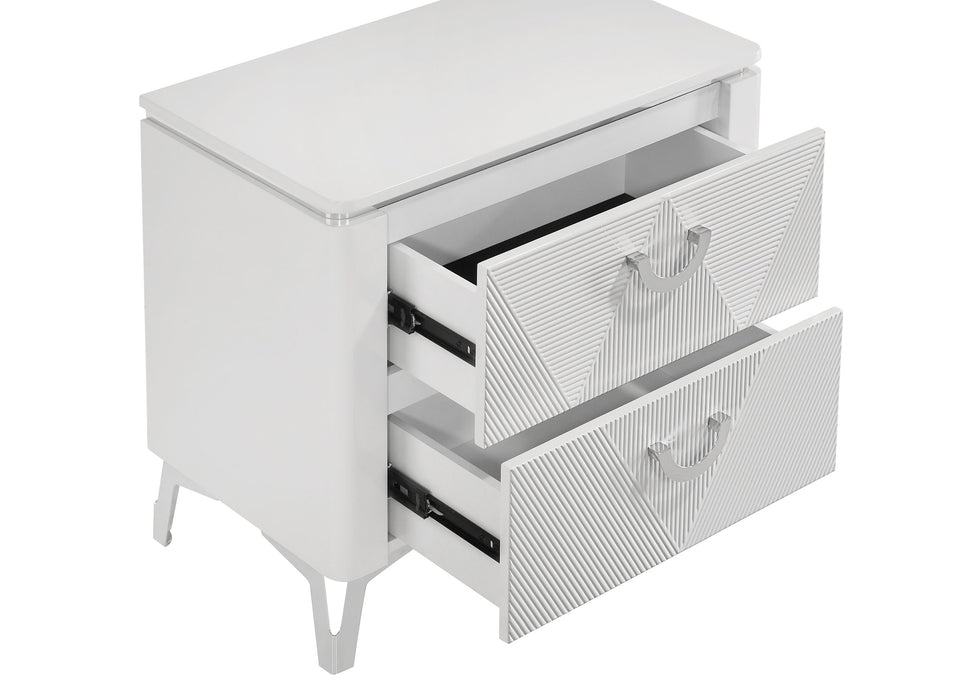Cassia 2-drawer Nightstand Bedside Table White High Gloss