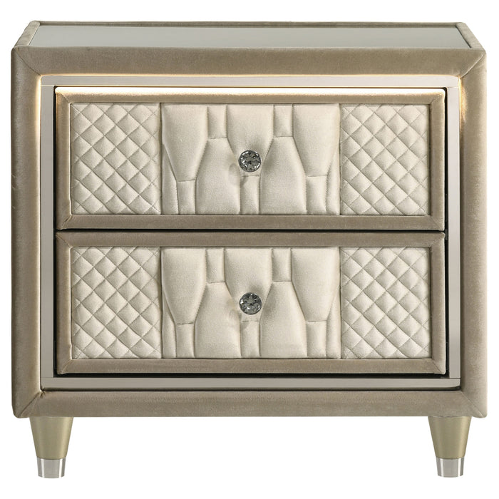 Lorient 2-drawer LED Nightstand with USB Ivory and Camel
