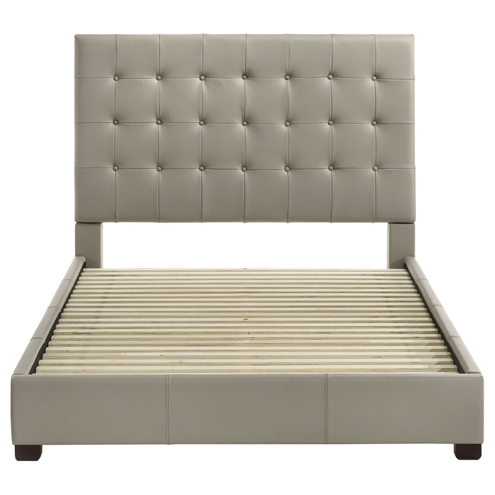 Medley Genuine Leather Queen Panel Platform Bed Tan
