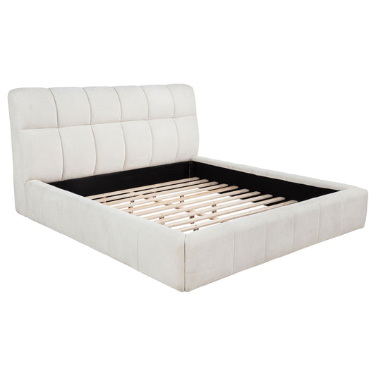 Nollet 48-inch Upholstered Eastern King Platform Bed Cream