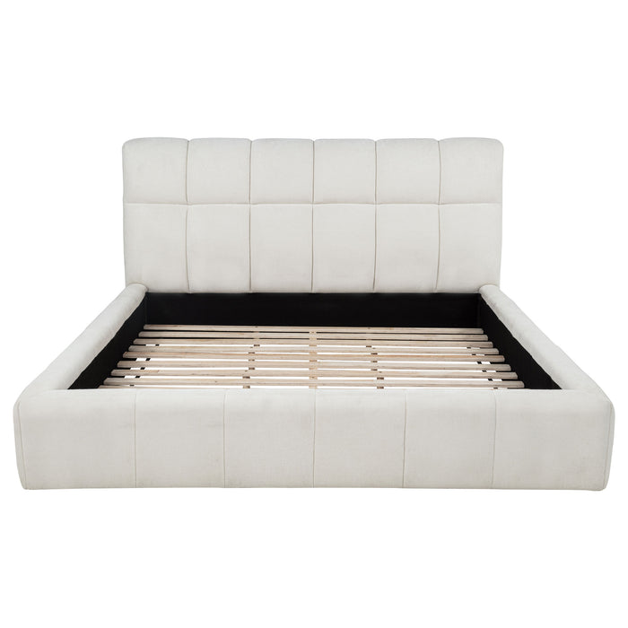 Nollet 48-inch Upholstered Queen Panel Platform Bed Cream
