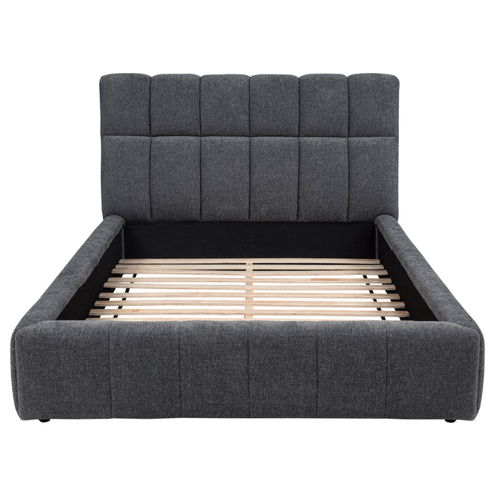 Nollet 48-inch Upholstered Eastern King Platform Bed Grey