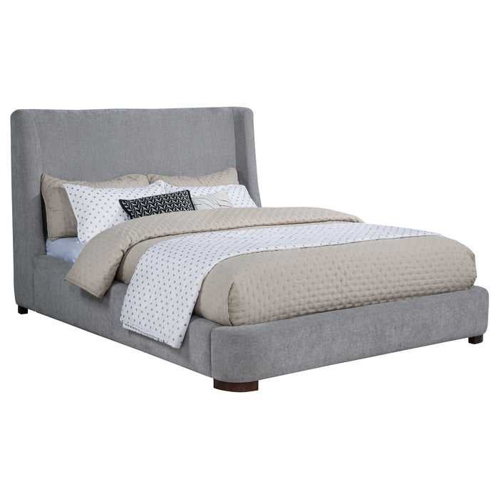 Rennes Upholstered Queen Wingback Platform Bed Grey