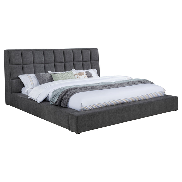 Dreux Upholstered California King Panel Platform Bed Grey