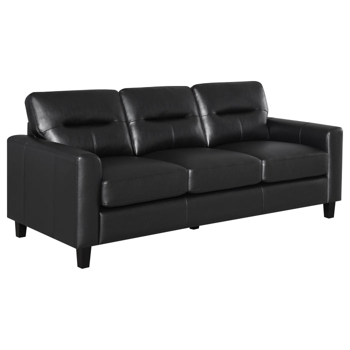 Scotland 3-piece Faux Leather Upholstered Sofa Set Black