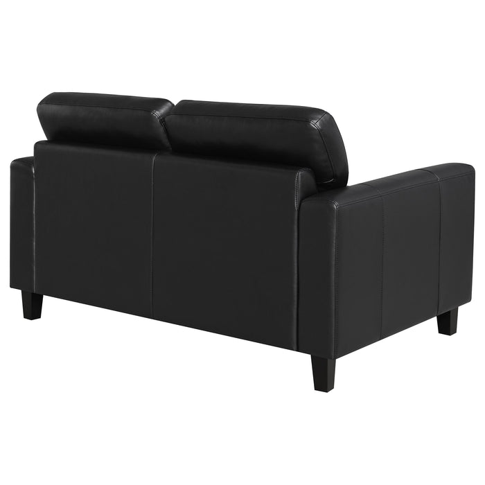 Scotland Faux Leather Upholstered Track Arm Loveseat Black