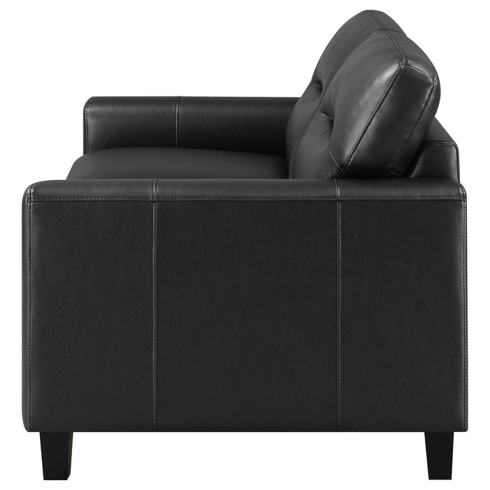 Scotland Faux Leather Upholstered Track Arm Loveseat Black