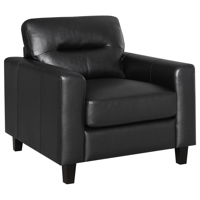 Scotland Faux Leather Upholstered Track Arm Chair Black