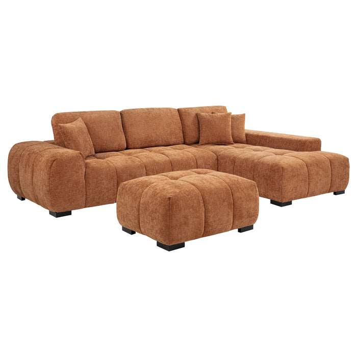 Octavia Upholstered Sectional Chaise Sofa Orange
