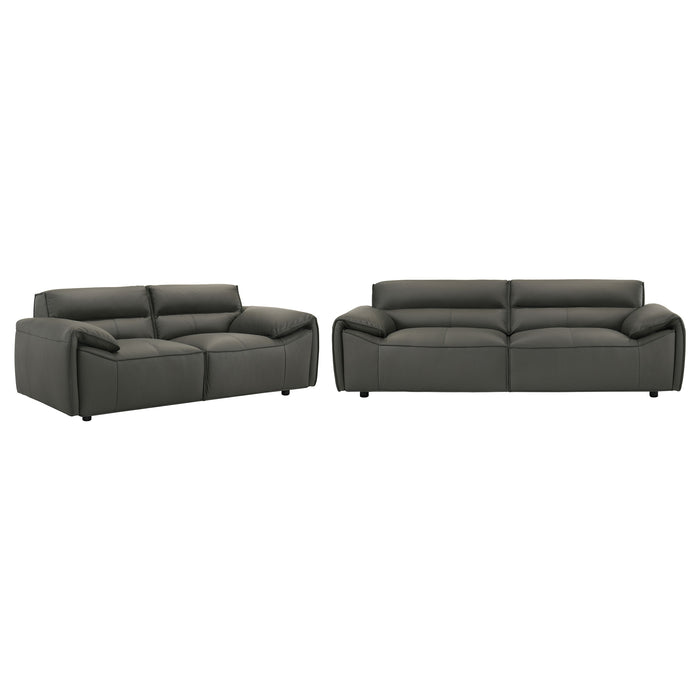 Buxton 2-piece Leather Upholstered Sofa Set Graphite