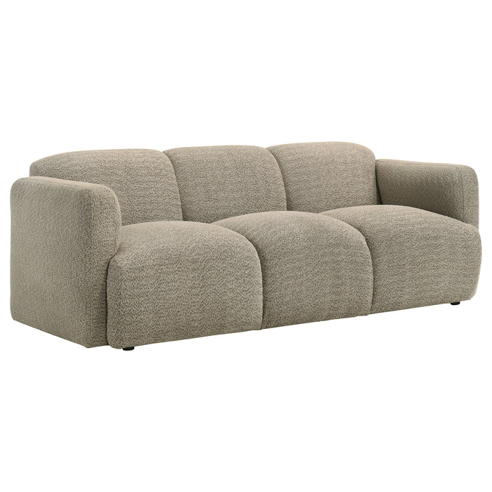 Dorset Fabric Upholstered Round Track Arm Sofa Brown