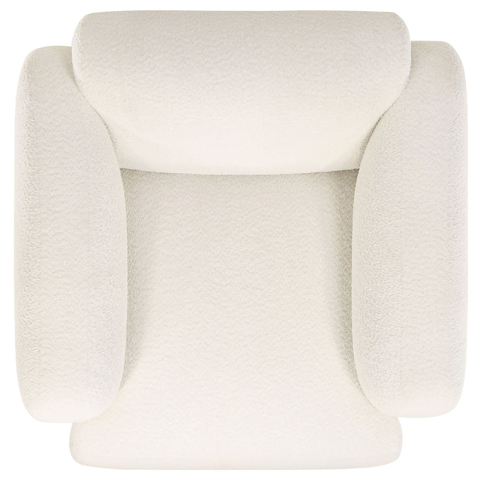 Dorset Fabric Upholstered Round Track Arm Accent Chair White