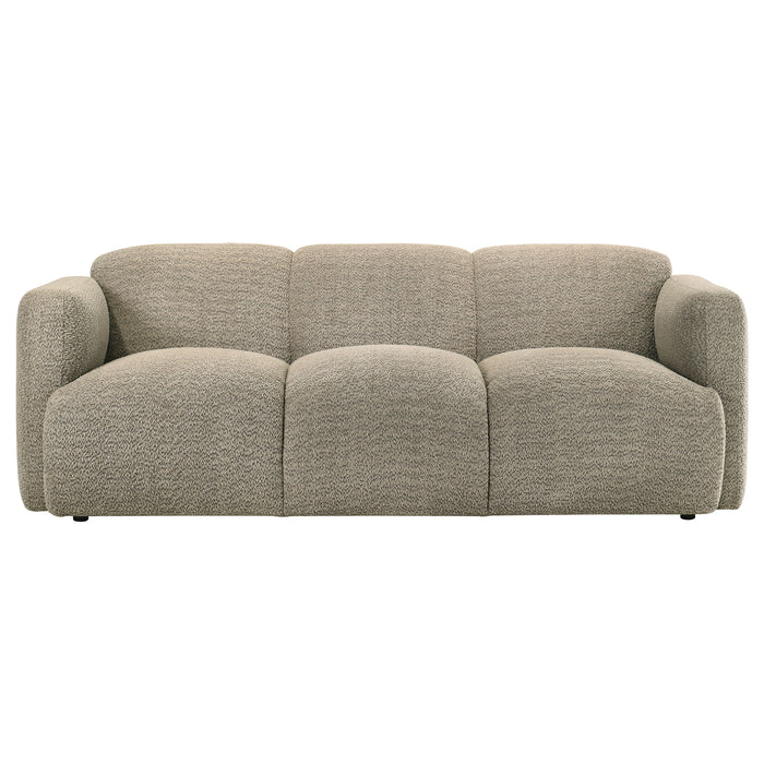 Dorset Fabric Upholstered Round Track Arm Sofa Brown