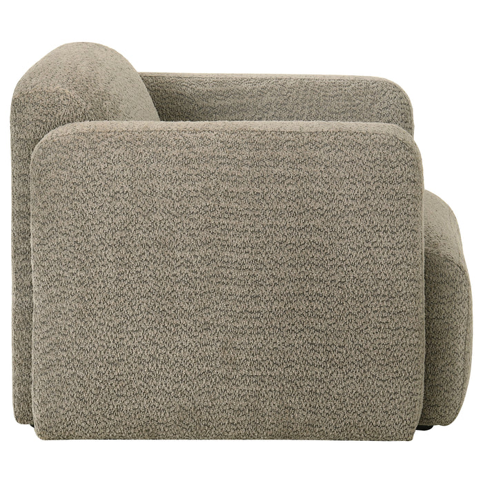 Dorset Fabric Upholstered Round Track Arm Accent Chair Brown