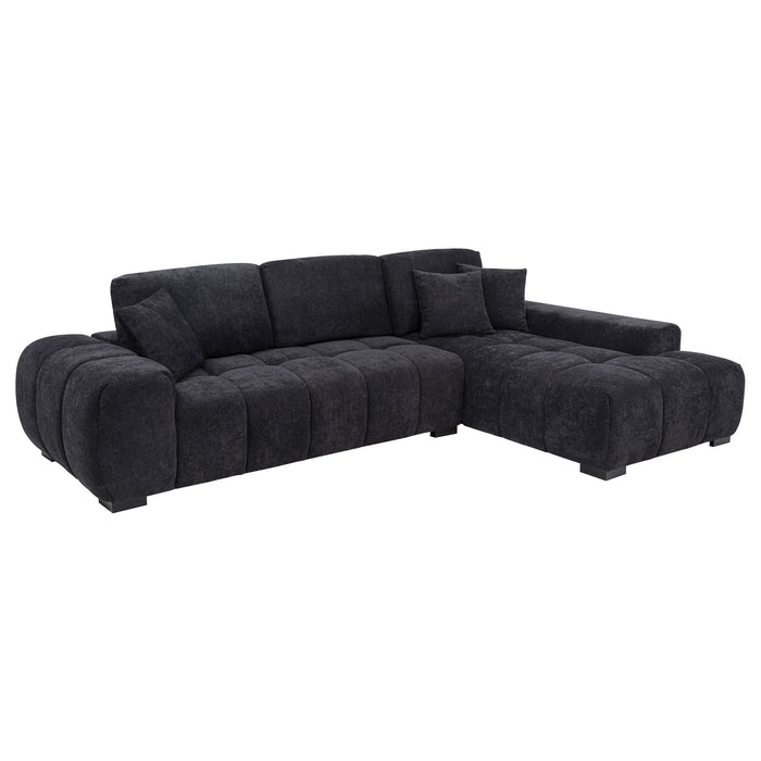 Octavia Upholstered Sectional Chaise Sofa Black