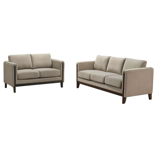Islington 2-piece Upholstered Panel Arm Sofa Set Taupe