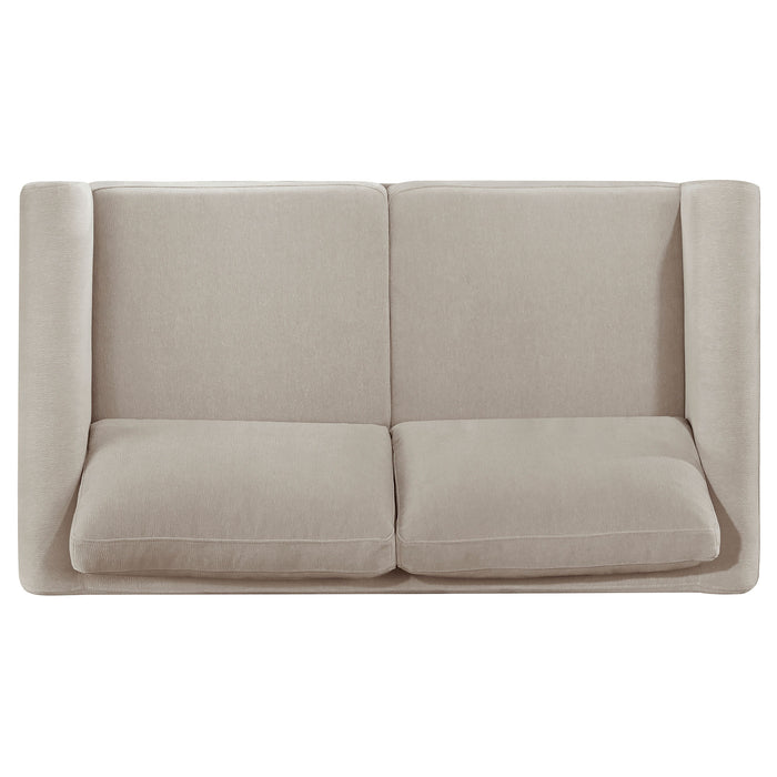 Islington Fabric Upholstered Panel Arm Loveseat Taupe