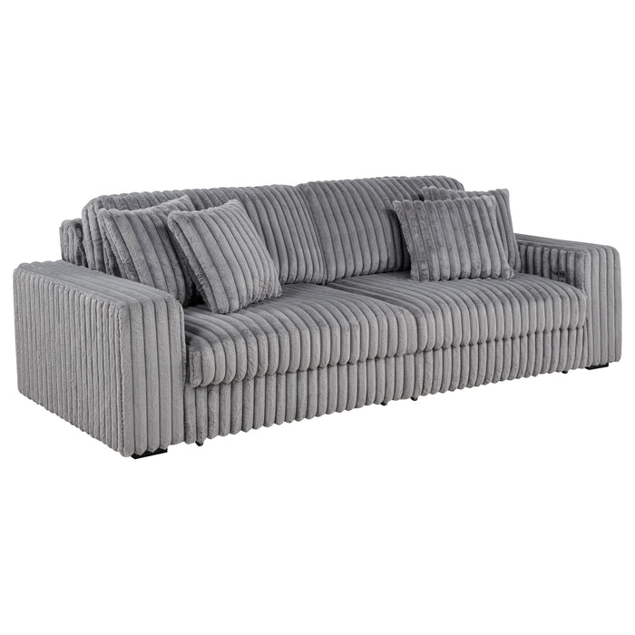 Jacana Corduroy Upholstered Dual Power Chaise Sofa Grey