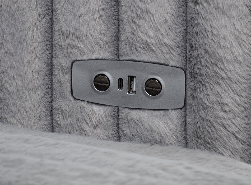 Jacana Corduroy Upholstered Dual Power Chaise Sofa Grey