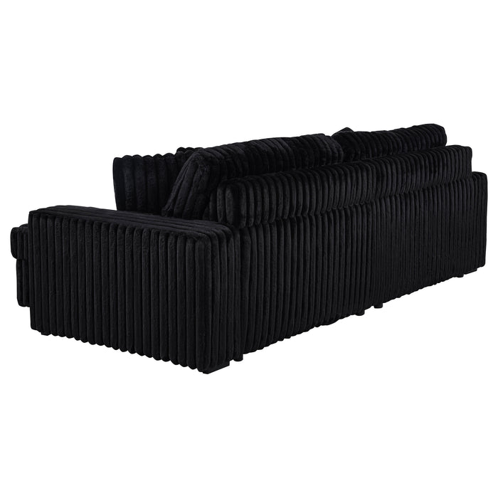 Jacana Corduroy Upholstered Dual Power Chaise Sofa Black