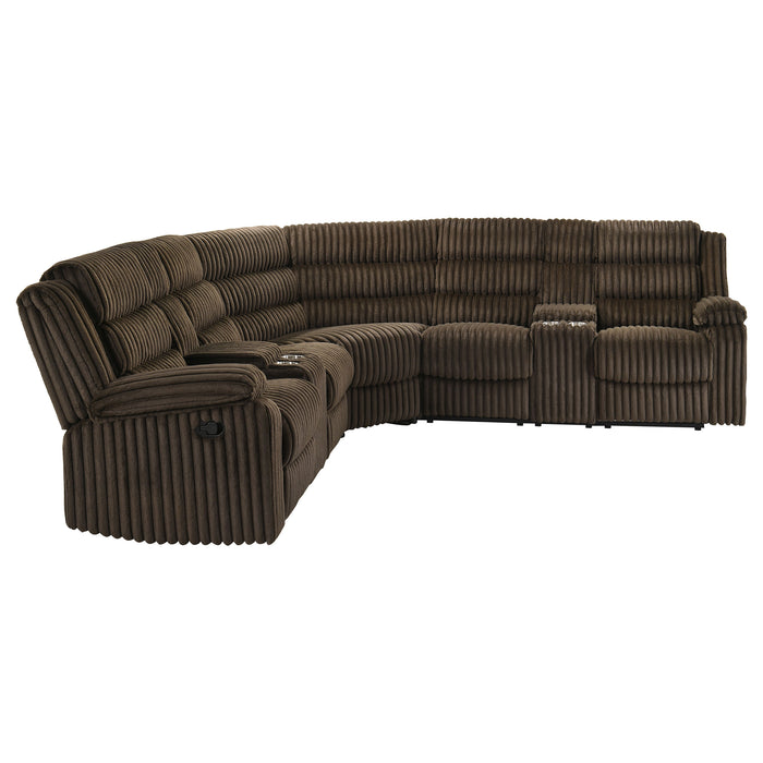 Atkinson Upholstered Reclining Sectional Sofa Chocolate