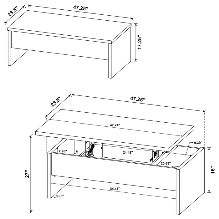 Canoga 3-piece Lift Top Cocktail Coffee Table Set Light Oak