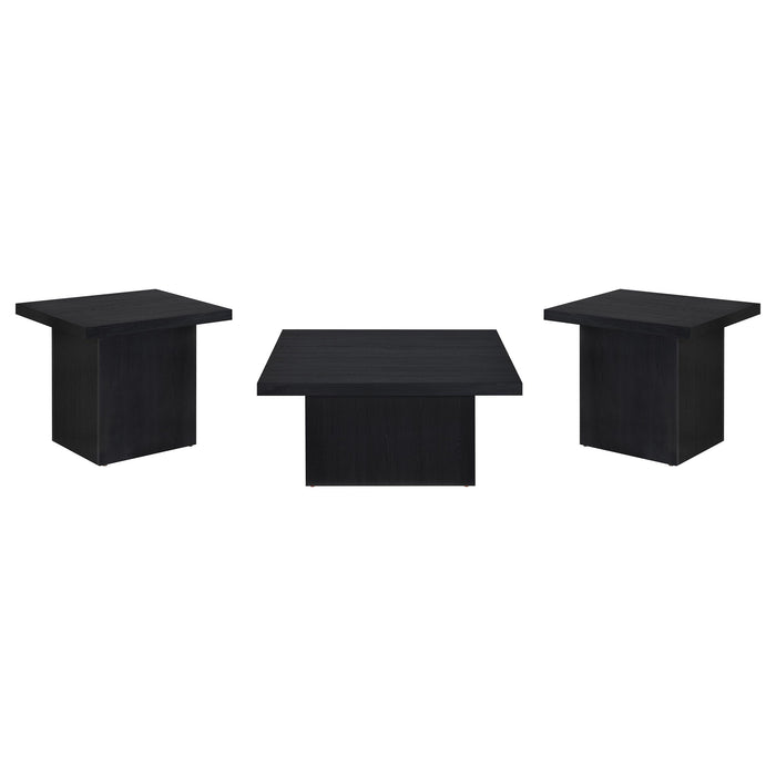 Devar 3-piece Square Cocktail Coffee End Table Set Black