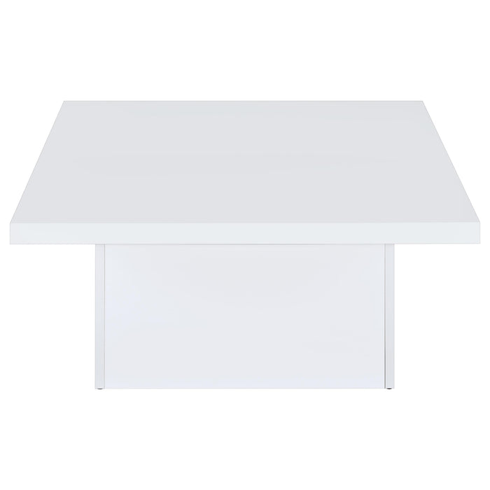 Devar Square Engineered Wood Coffee Table White High Gloss