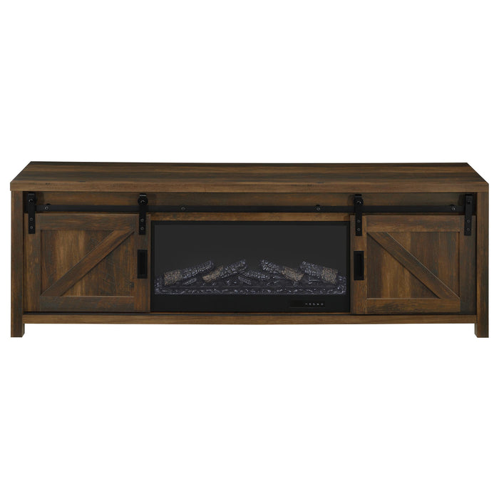Enfield 71-inch TV Stand Fireplace Media Console Dark Pine