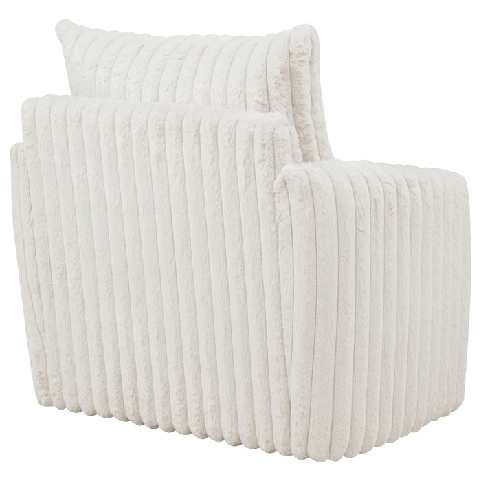 Sarco Corduroy Upholstered Swivel Accent Arm Chair Ivory