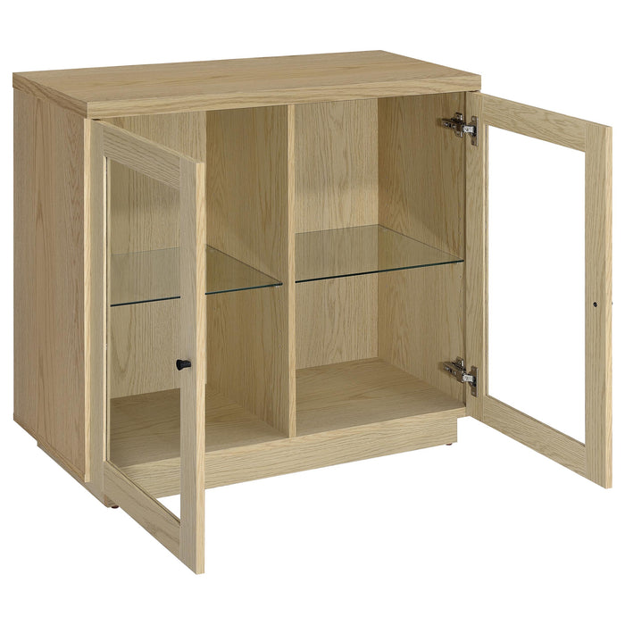 Tilbury 2-door Glass Front Accent Display Cabinet Light Oak
