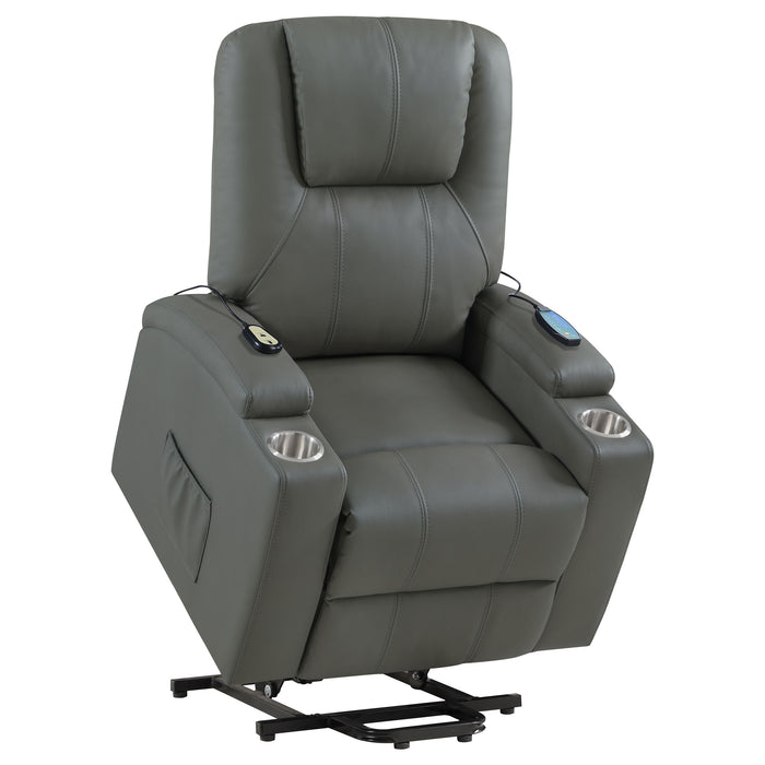 Armstrong Upholstered Power Lift Massage Recliner Grey