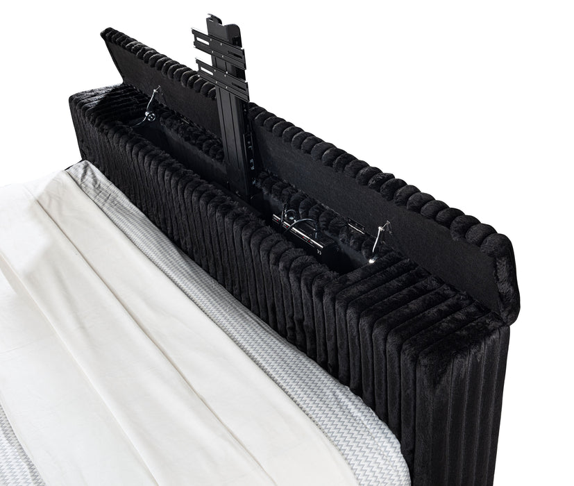 Centergrove Upholstered Queen Wingback TV Bed Black