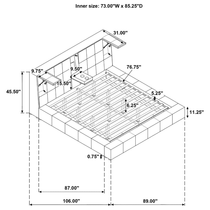 Dreux Upholstered California King Panel Platform Bed Cream