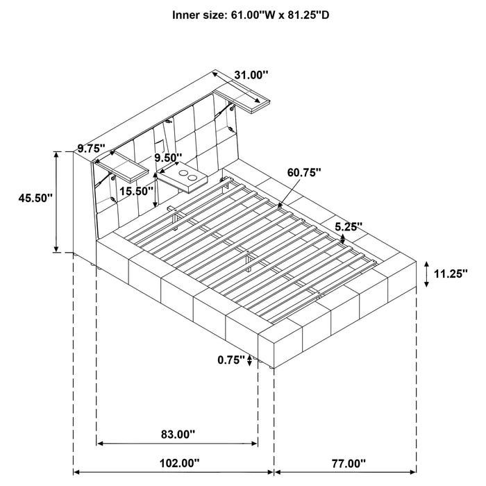 Dreux Upholstered Queen Panel Platform Bed Cream