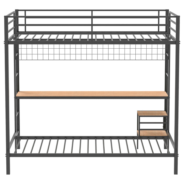 Campus Metal Full Over Twin Workstation Bunk Bed Matte Black
