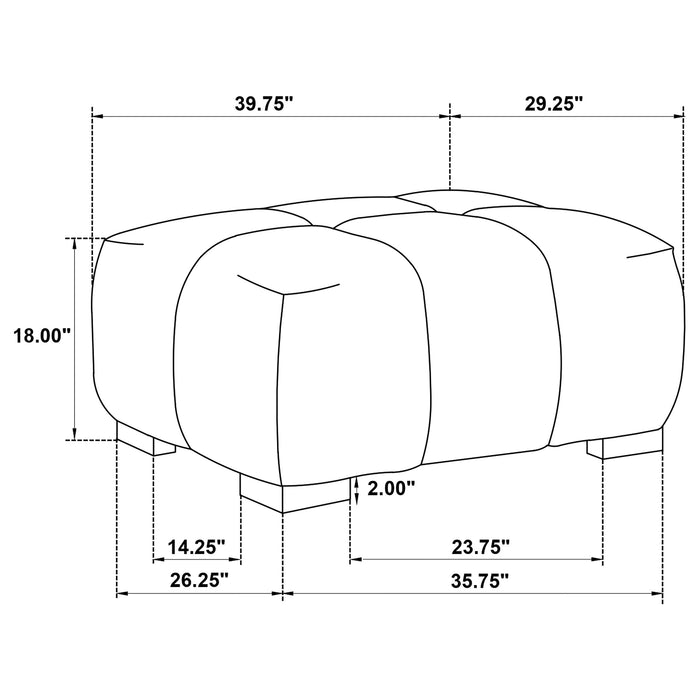 Octavia Upholstered Rectangular Ottoman Black