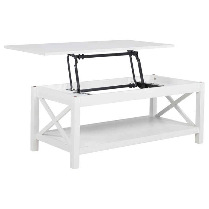 Skyview 2-piece Rectangular Lift Top Coffee Table Set White