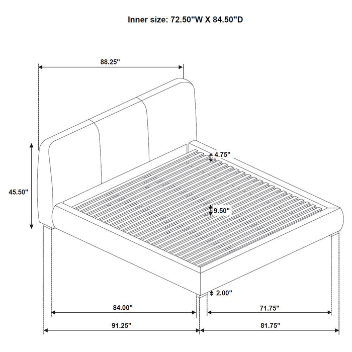 Mokena 46-inch Upholstered California King Platform Bed Taupe