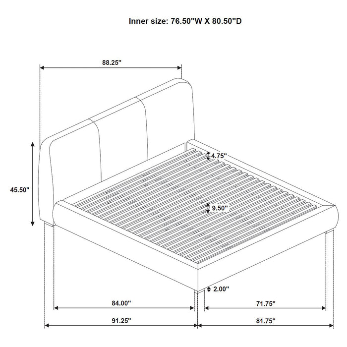 Mokena 46-inch Upholstered Eastern King Platform Bed Brown