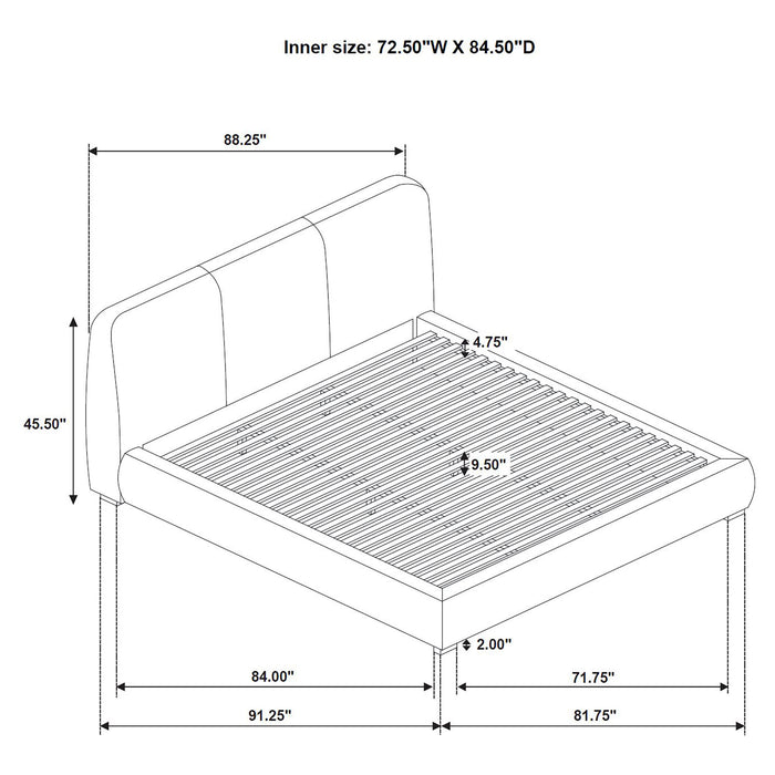 Mokena 46-inch Upholstered California King Platform Bed Brown