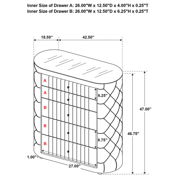 Sonya 5-piece Upholstered Eastern King Bedroom Set Ivory