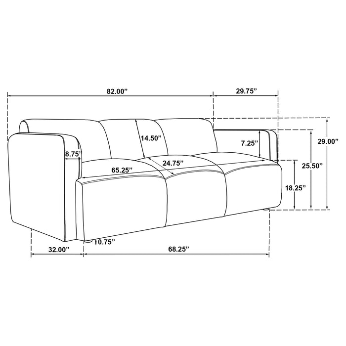 Dorset 3-piece Upholstered Round Track Arm Sofa Set Brown