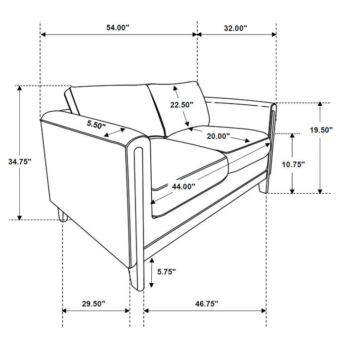 Islington Fabric Upholstered Panel Arm Loveseat Taupe