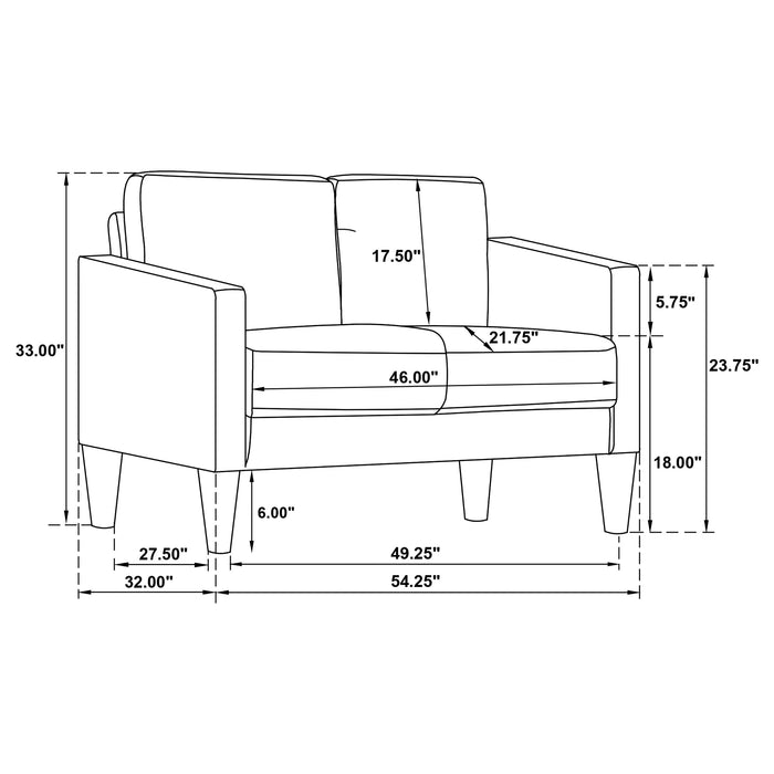 Ruth 2-piece Fabric Upholstered Track Arm Sofa Rust Red
