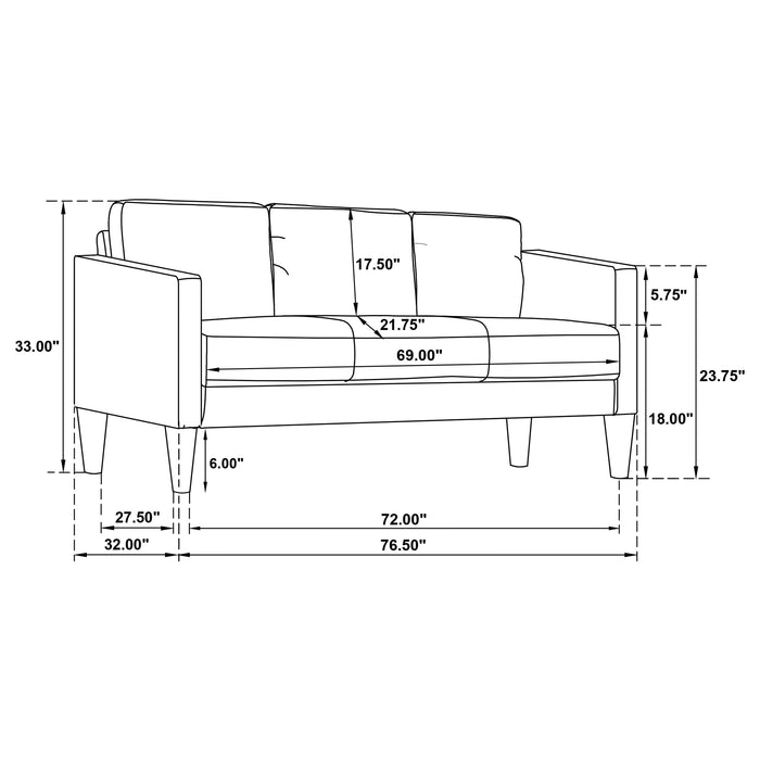 Ruth 3-piece Fabric Upholstered Track Arm Sofa Rust Red