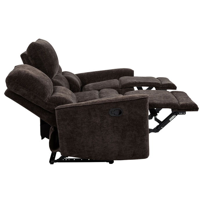 Navarro Chenille Upholstered Reclining Sofa Dark Brown